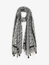 Foulard imprimé trèfles à pompons - Noir - 1