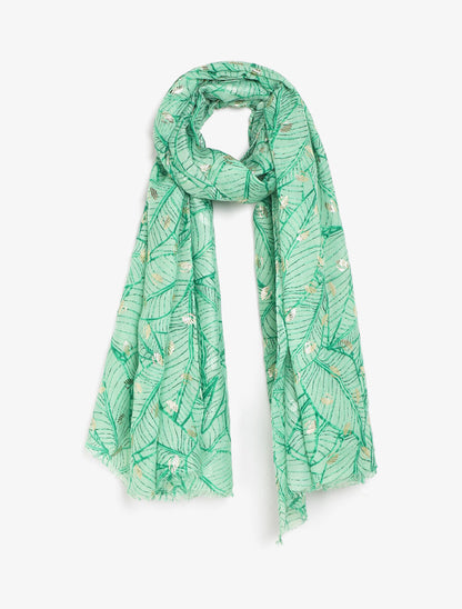 Foulard imprimé feuilles irisées - Vert - 1
