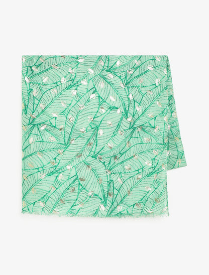 Foulard imprimé feuilles irisées - Vert - 2