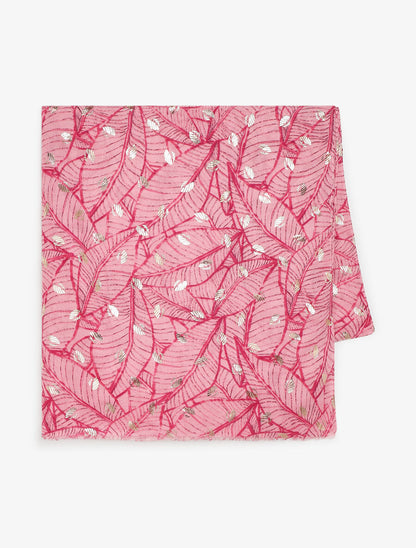 Foulard imprimé feuilles irisées - Rose - 2