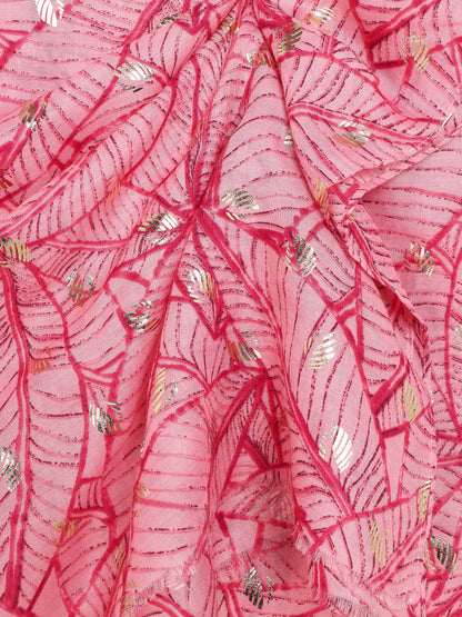 Foulard imprimé feuilles irisées - Rose - 3