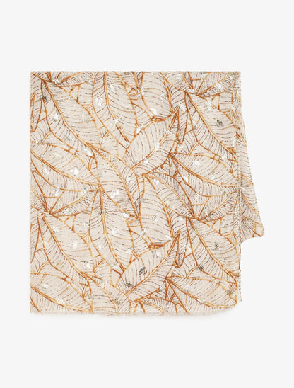 Foulard imprimé feuilles irisées - Beige - 2
