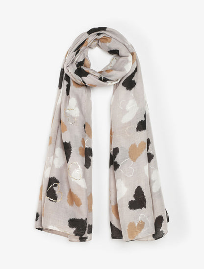 Foulard irisé imprimé coeur - Gris - 4