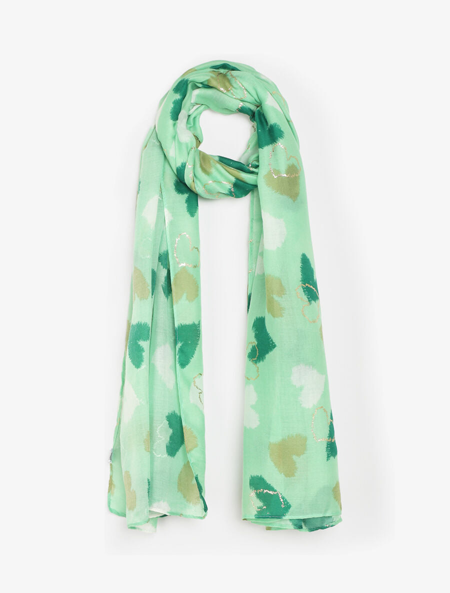 Foulard irisé imprimé coeur - Vert - 1
