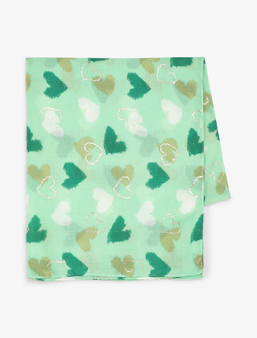 Foulard irisé imprimé coeur - Vert - 2