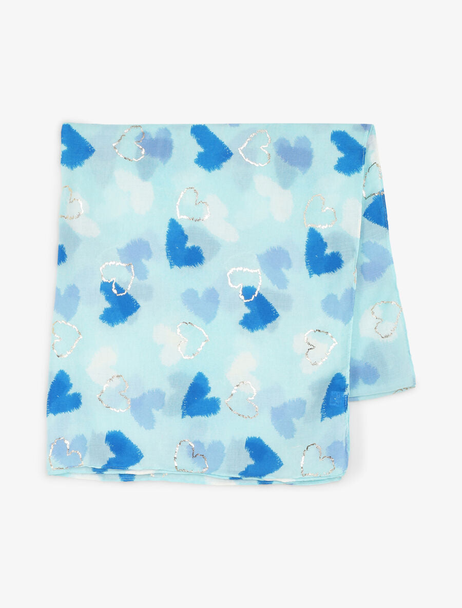 Foulard irisé imprimé coeur - Bleu - 2