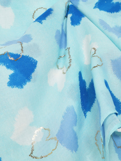 Foulard irisé imprimé coeur - Bleu - 3