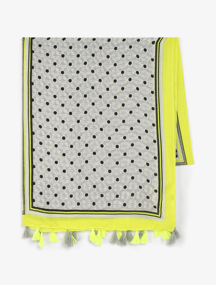 Foulard à pompons imprimé graphique - Noir - 2