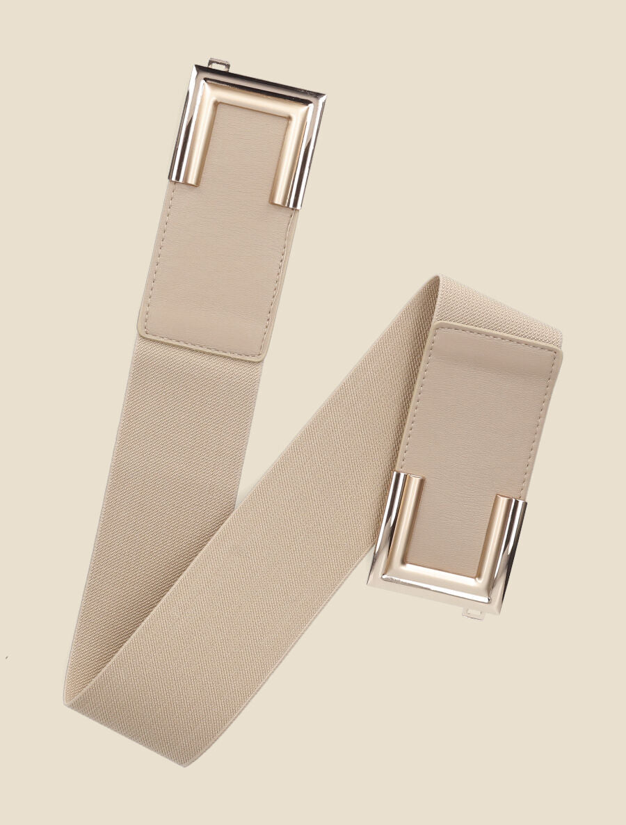 Ceinture élastiquée à boucle clip - Beige - 3