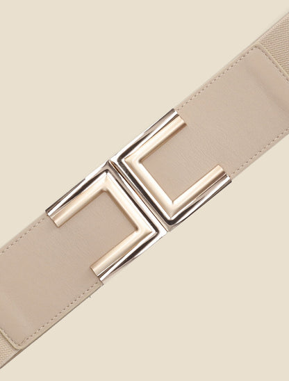 Ceinture élastiquée à boucle clip - Beige - 2