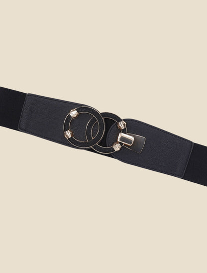 Ceinture élastiquée à double boucles - Noir - 2