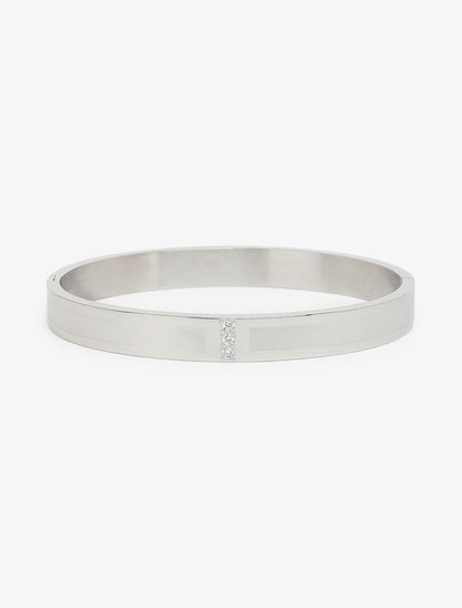 Jonc orné de trois zircons - Argent - 2