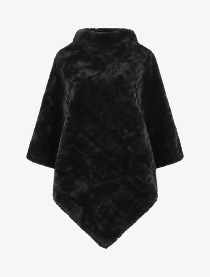 Poncho uni à motif zigzag - Noir - 4