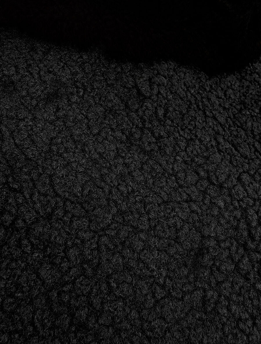 Poncho uni à texture effet mouton - Noir - 3