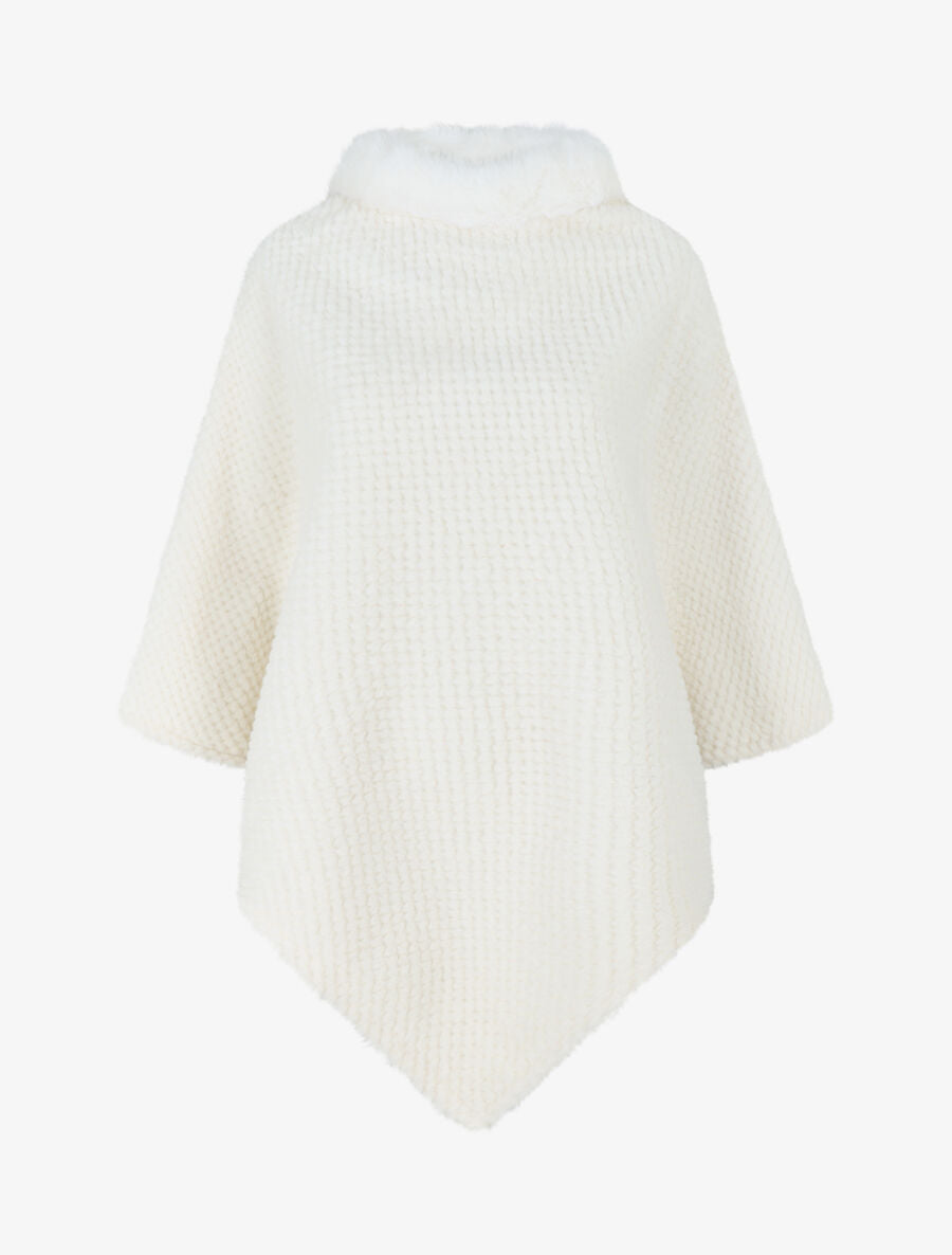 Poncho uni à motif quadrillé - Blanc - 1