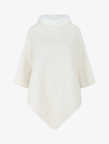 Poncho uni à motif quadrillé - Blanc - 1