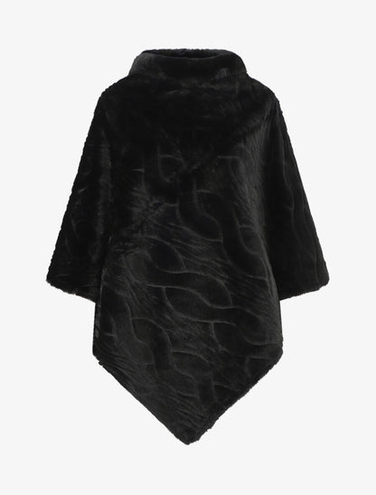 Poncho uni à motif gaphique - Noir - 4