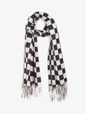 Echarpe motif damier - Noir - 4