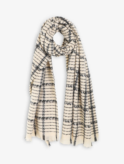 Echarpe épaisse à carreaux - Beige - 1