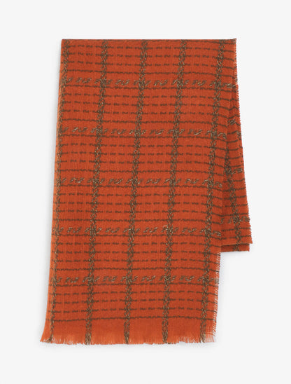 Echarpe épaisse à carreaux - Orange - 2