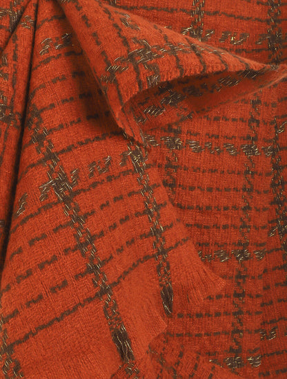 Echarpe épaisse à carreaux - Orange - 3