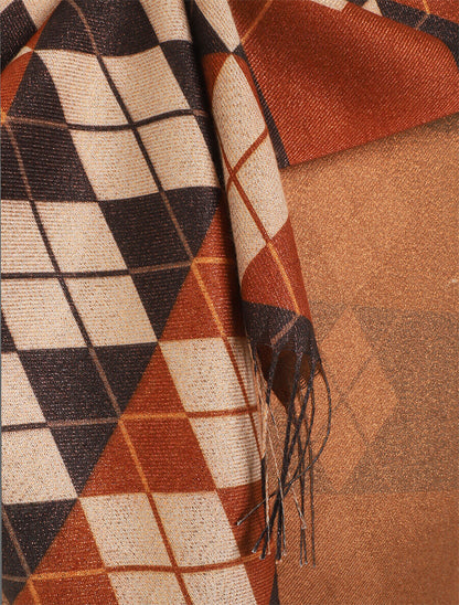 Foulard à imprimé losanges - Camel - 3