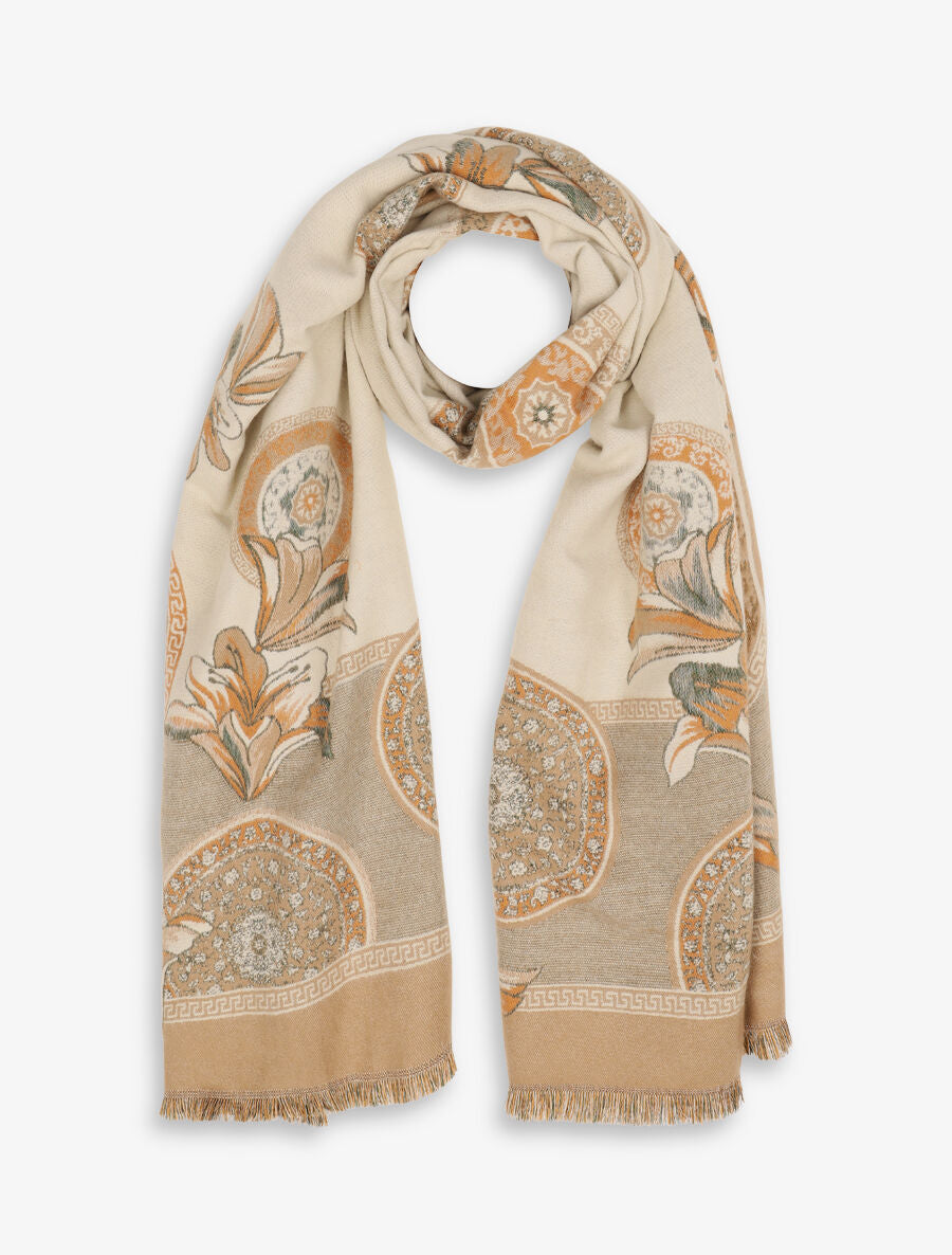 Echarpe imprimé graphique - Beige - 4