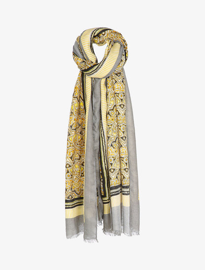 Foulard à imprimé oriental et détails irisés - Jaune - 1