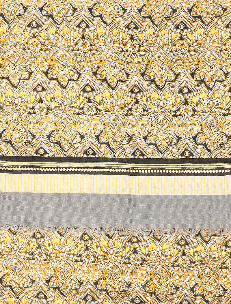 Foulard à imprimé oriental et détails irisés - Jaune - 2