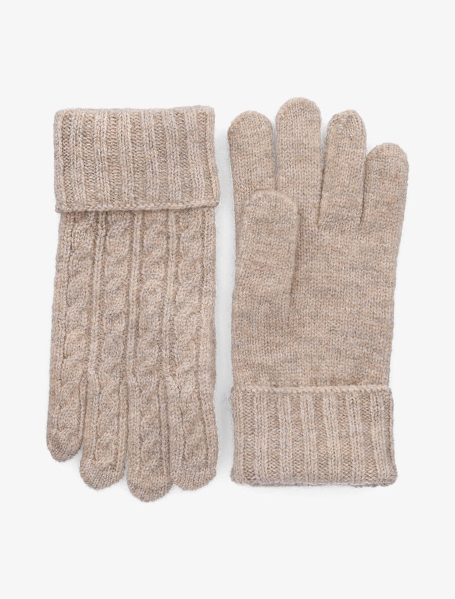 Gants en maille tressée - Beige - 1