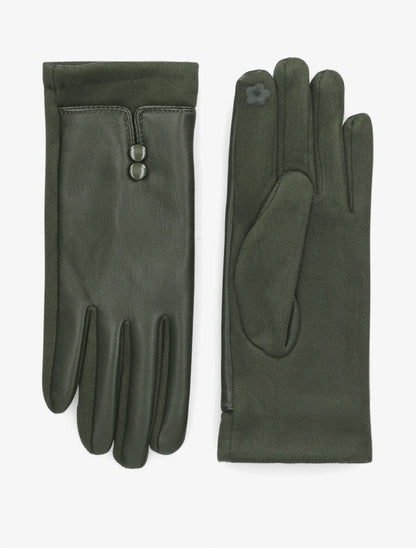Gants unis bi-matière - Kaki - 2