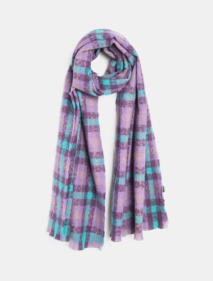 Echarpe à imprimé tartan irisé - Violet - 1