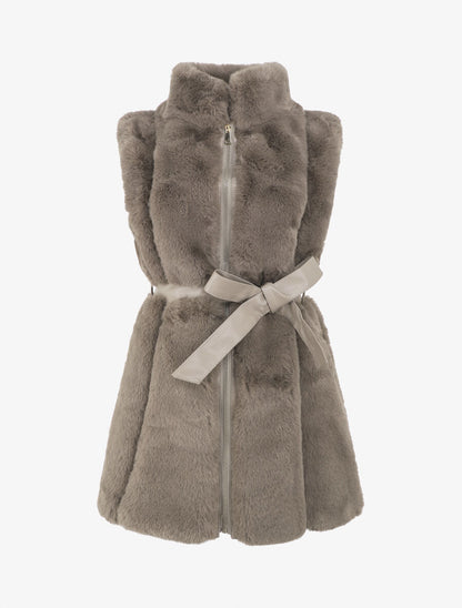 Veste longue ceinturée et zippée - Taupe - 4