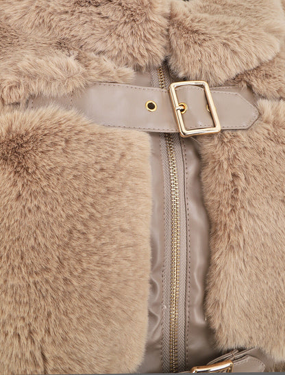 Veste à fermeture sanglée et zippée - Taupe - 3
