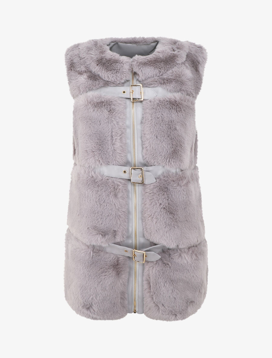 Veste à fermeture sanglée et zippée - Gris - 1