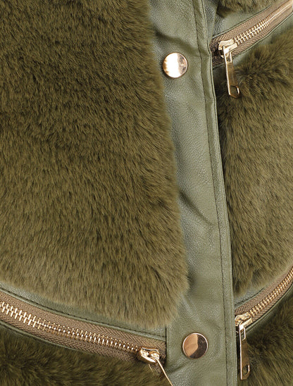 Veste sans manches à zips décoratifs - Kaki - 3