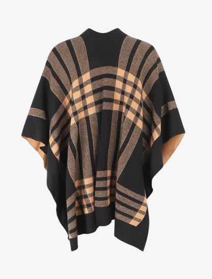 Châle à carreaux et boucle - Camel - 2