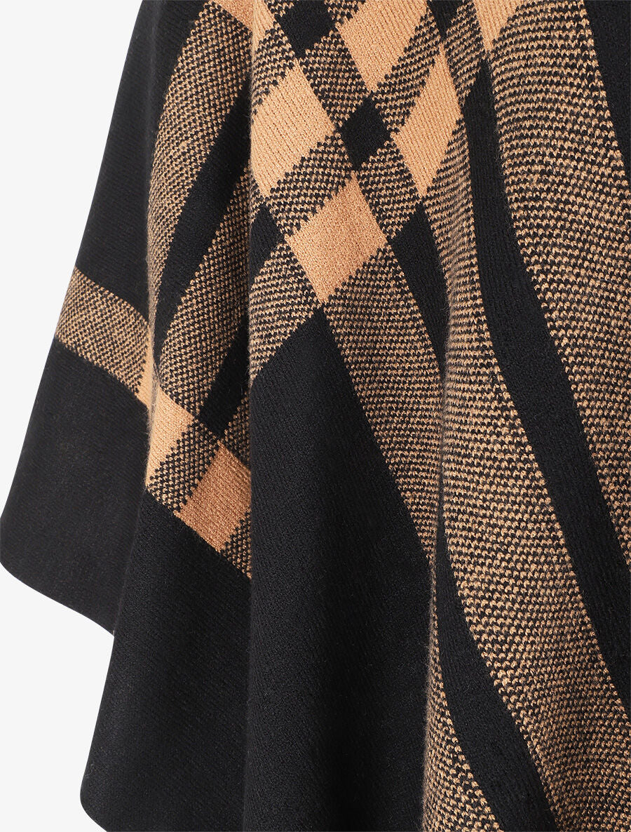 Châle à carreaux et boucle - Camel - 3