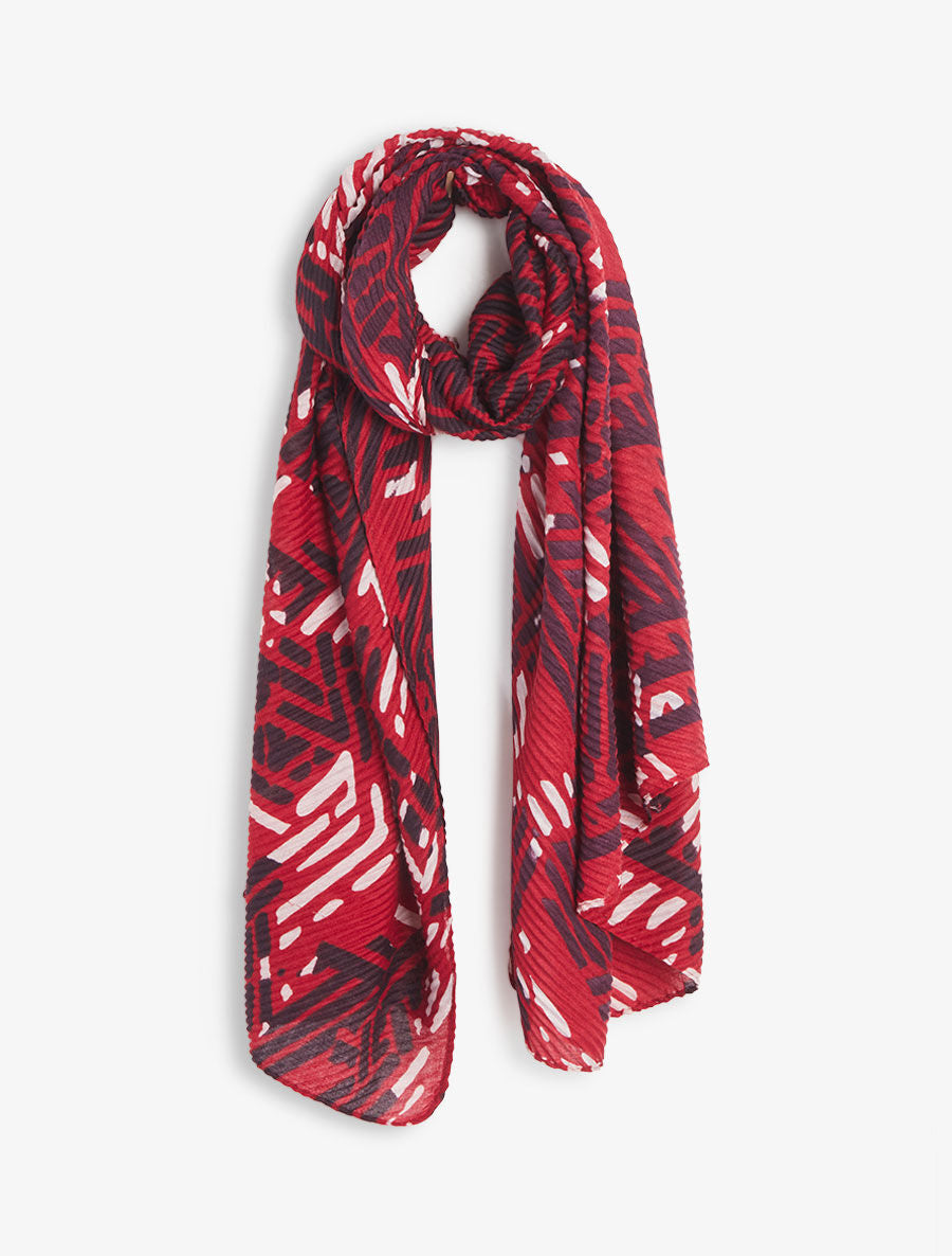 Foulard imprimé graphique bicolore - Rouge - 1
