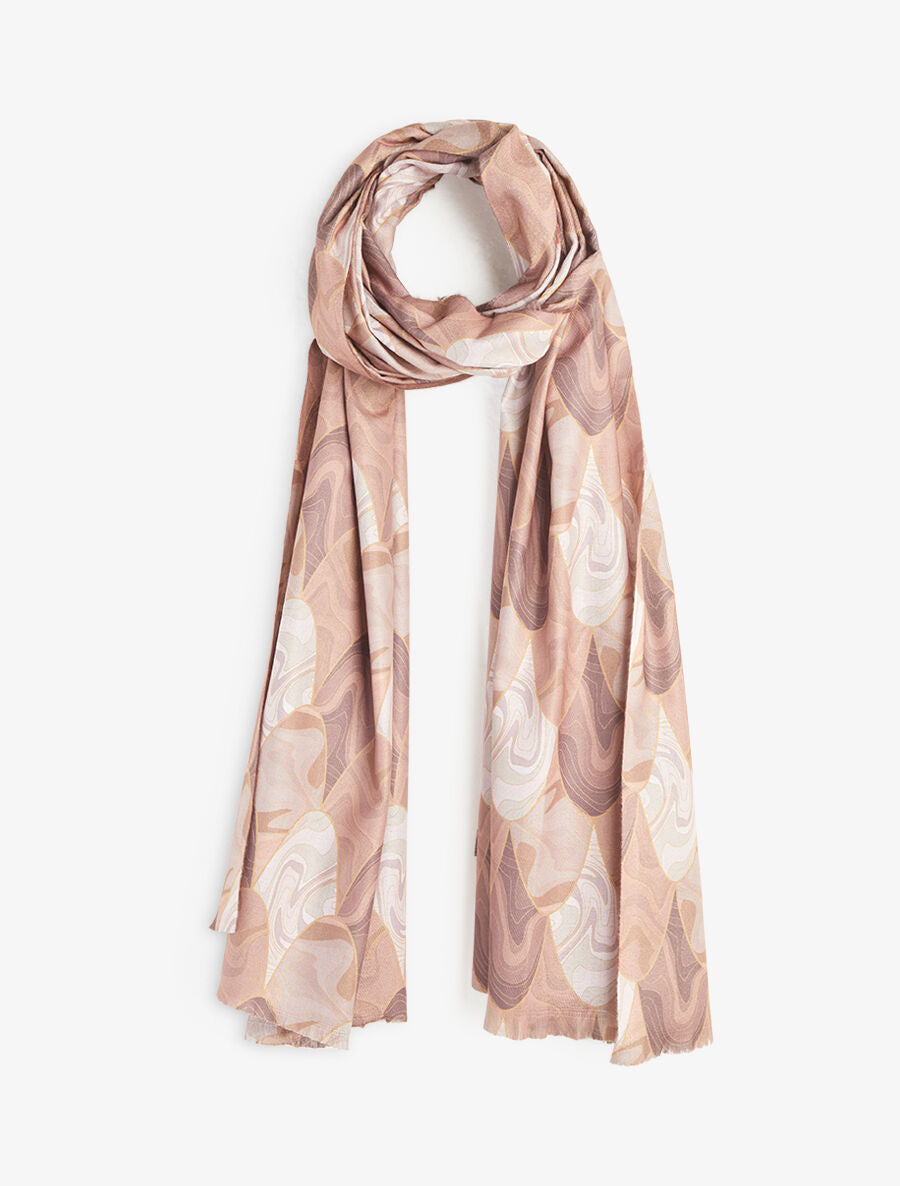 Foulard à imprimé vagues - Beige - 4