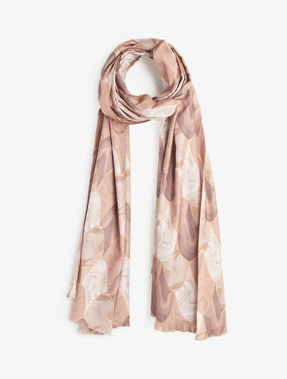 Foulard à imprimé vagues - Beige - 4