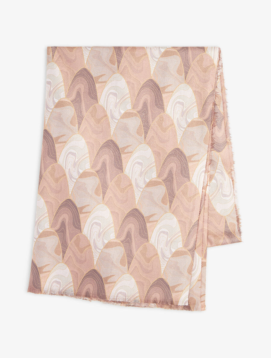 Foulard à imprimé vagues - Beige - 2