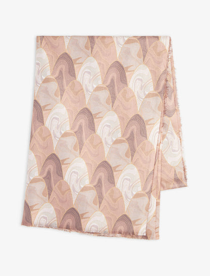 Foulard à imprimé vagues - Beige - 2
