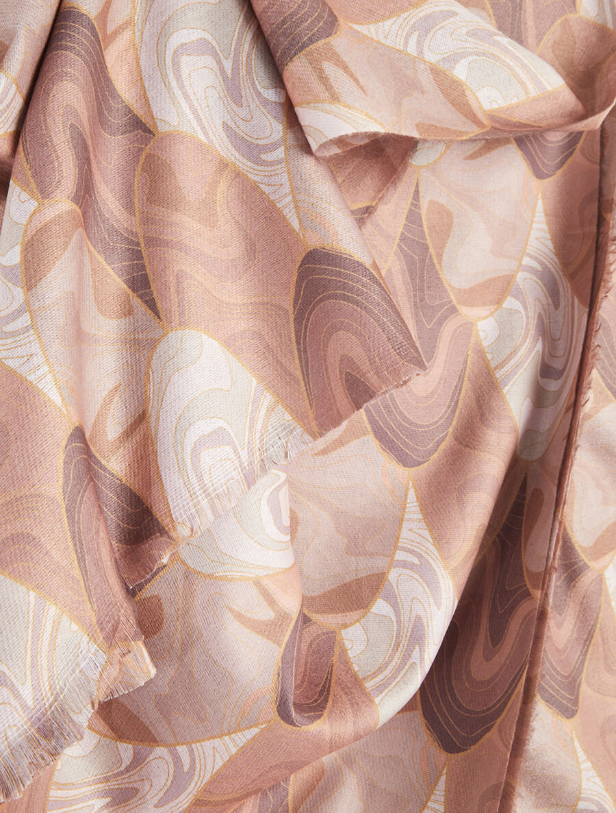 Foulard à imprimé vagues - Beige - 3