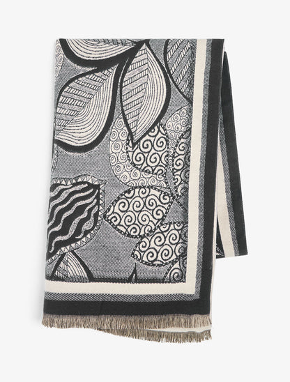Foulard épais à imprimé plantes tropicales - Noir - 2