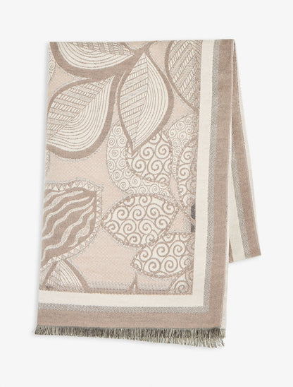 Foulard épais à imprimé plantes tropicales - Taupe - 2