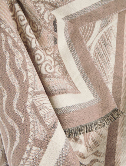 Foulard épais à imprimé plantes tropicales - Taupe - 3