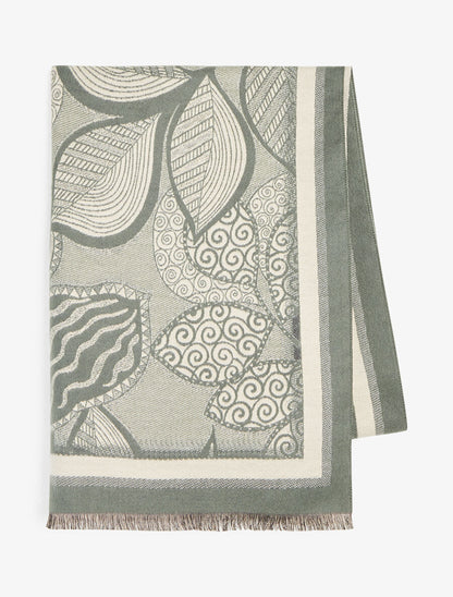 Foulard épais à imprimé plantes tropicales - Kaki - 2