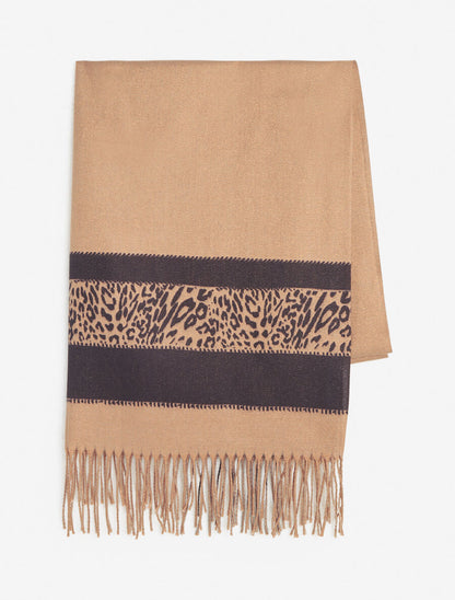 Foulard irisé bandes imprimées - Camel - 2