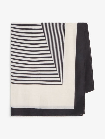Foulard imprimé rayures stylisées - Écru - 2